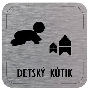 Ceduľka na dvere - Detský kútik - piktogram, hliníková tabuľka, 80 x 80 mm