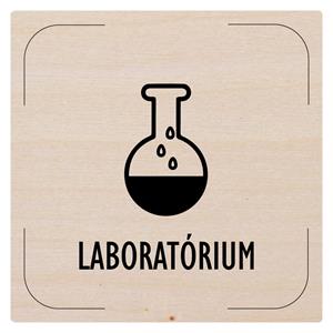 Ceduľka na dvere - Laboratórium - piktogram, drevená tabuľka, 80 x 80 mm