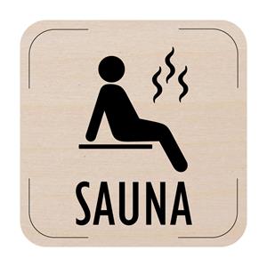 Ceduľka na dvere - Sauna, drevená tabuľka, 80 x 80 mm