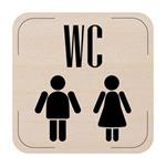 Ceduľka na dvere - WC muži/ženy, drevená tabuľka, 80 x 80 mm