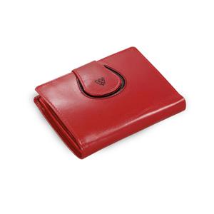 Červená dámska kožená peňaženka s ozdobnou klopňou