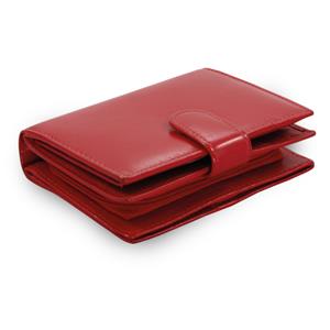 Červená dámska kožená peňaženka so zápinkou