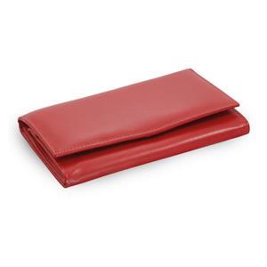 Červená dámska kožená psaníčková peňaženka s klopňou
