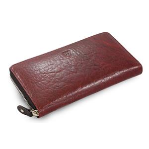 Červeno-čierna dámska kožená zipsová peňaženka