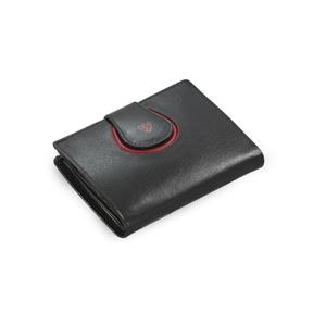 Čierna dámska kožená peňaženka s ozdobnou klopňou