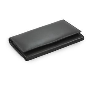 Čierna dámska kožená psaníčková peňaženka s klopňou