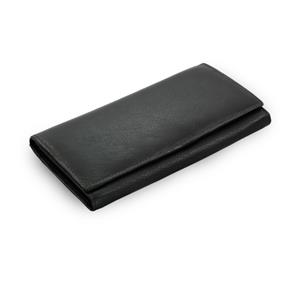 Čierna dámska psaníčková kožená peňaženka s klopňou