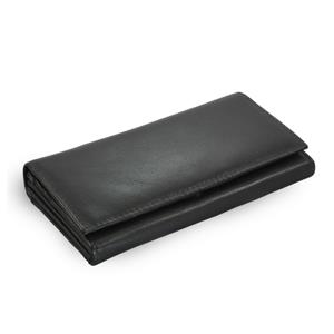 Čierna dámska psaníčková kožená peňaženka s klopňou
