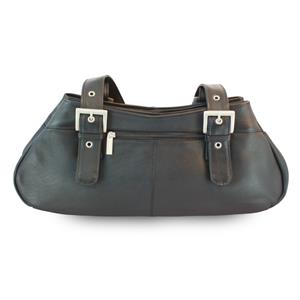 Čierna kožená trojzipsová kabelka