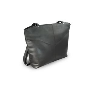 Čierna kožená zipsová kabelka s dvoma popruhmi