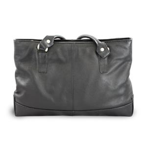 Čierna kožená zipsová kabelka s dvoma popruhmi