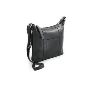 Čierna kožená zipsová kabelka s voľbou hrúbky