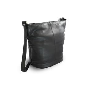 Čierna kožená zipsová kabelka