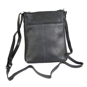 Čierna kožená zipsová mini-kabelka