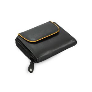 Čierno-hnedá dámska kožená peňaženka s klopničkou