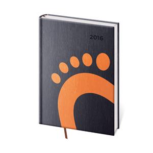 Diár denný 2016 A5 Cat - čierna-oranžová