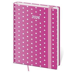 Diár denný B6 2026 Vario - Pink s gumičkou