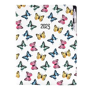 Diár DESIGN denný A4 2023 - Motýle farebné