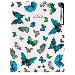 Diár DESIGN denný A4 2025 - Motýle modré