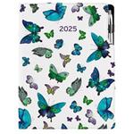 Diár DESIGN denný A4 2025 - Motýle modré