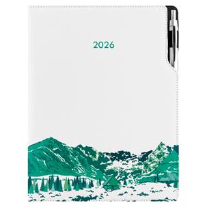 Diár DESIGN denný A4 2026 český - biela - hory