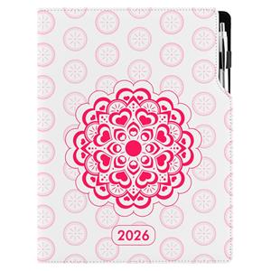 Diár DESIGN denný A4 2026 - Mandala červená