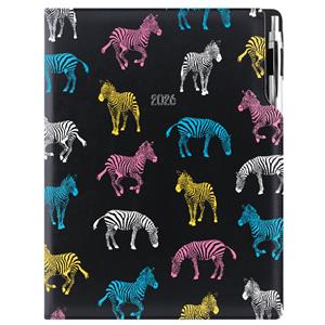 Diár DESIGN denný A4 2026 polský - čierna - zebra