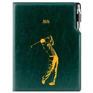 Diár DESIGN denný A4 2026 polský - zelená - Golf muž