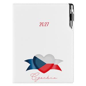 Diár DESIGN denný A4 2027 - biela - Česko - vlajka