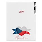 Diár DESIGN denný A4 2027 - biela - Česko - vlajka