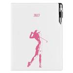 Diár DESIGN denný  A4 2027 český - biela - Golf žena