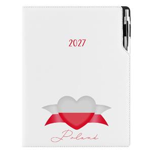 Diár DESIGN denný A4 2027 poľský - biela - Poľsko - vlajka