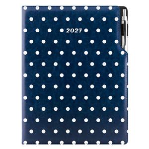 Diár DESIGN denný A4 2027 poľský - modrý - bodky