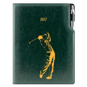 Diár DESIGN denný A4 2027 polský - zelená - Golf muž