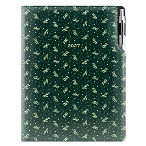 Diár DESIGN denný A4 2027 - zelená - Vetvičky