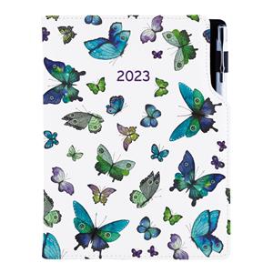 Diár DESIGN denný A5 2023 český - Motýle modré