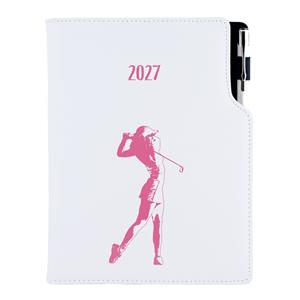 Diár DESIGN denný A5 2027 český - biela - Golf žena
