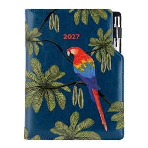 Diár DESIGN denný A5 2027 poľský - modrá - papagáj