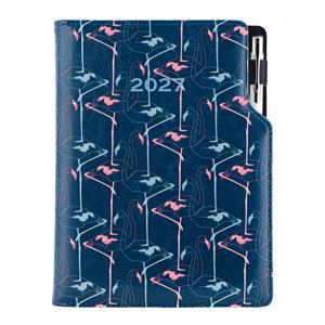Diár DESIGN denný A5 2027 slovenský - modrá - Flamingo