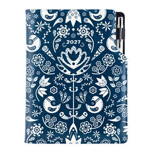Diár DESIGN denný A5 2027 slovenský - modrá - Folk