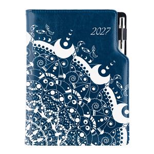 Diár DESIGN denný A5 2027 slovenský - modrá - Ornament