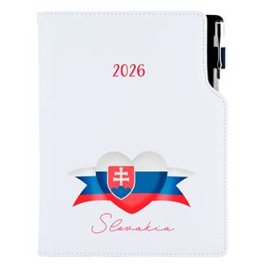 Diár DESIGN denný B6 2026 - biela - Slovensko - vlajka