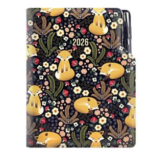 Diár DESIGN denný B6 2026 - černý - Líška