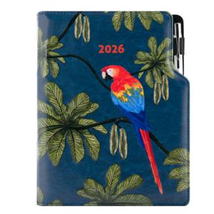 Diár DESIGN denný B6 2026 - modrá - Papagáj