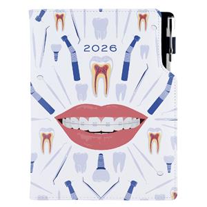 Diár DESIGN denný B6 2026 polský - biela - zubár