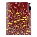 Diár DESIGN denný B6 2027 - borodová - Lúka