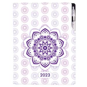 Diár DESIGN týždenný A4 2023 - Mandala fialový