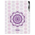 Diár DESIGN týždenný A4 2026 - Mandala fialová