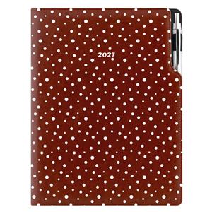 Diár DESIGN týždenný A4 2027 - hnedá - Bodky