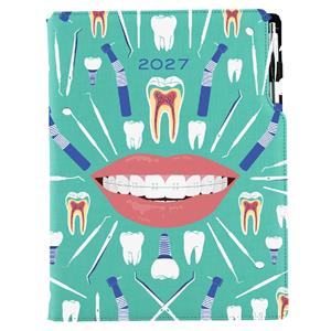 Diár DESIGN týždenný A4 2027 polský - mätová - zubár